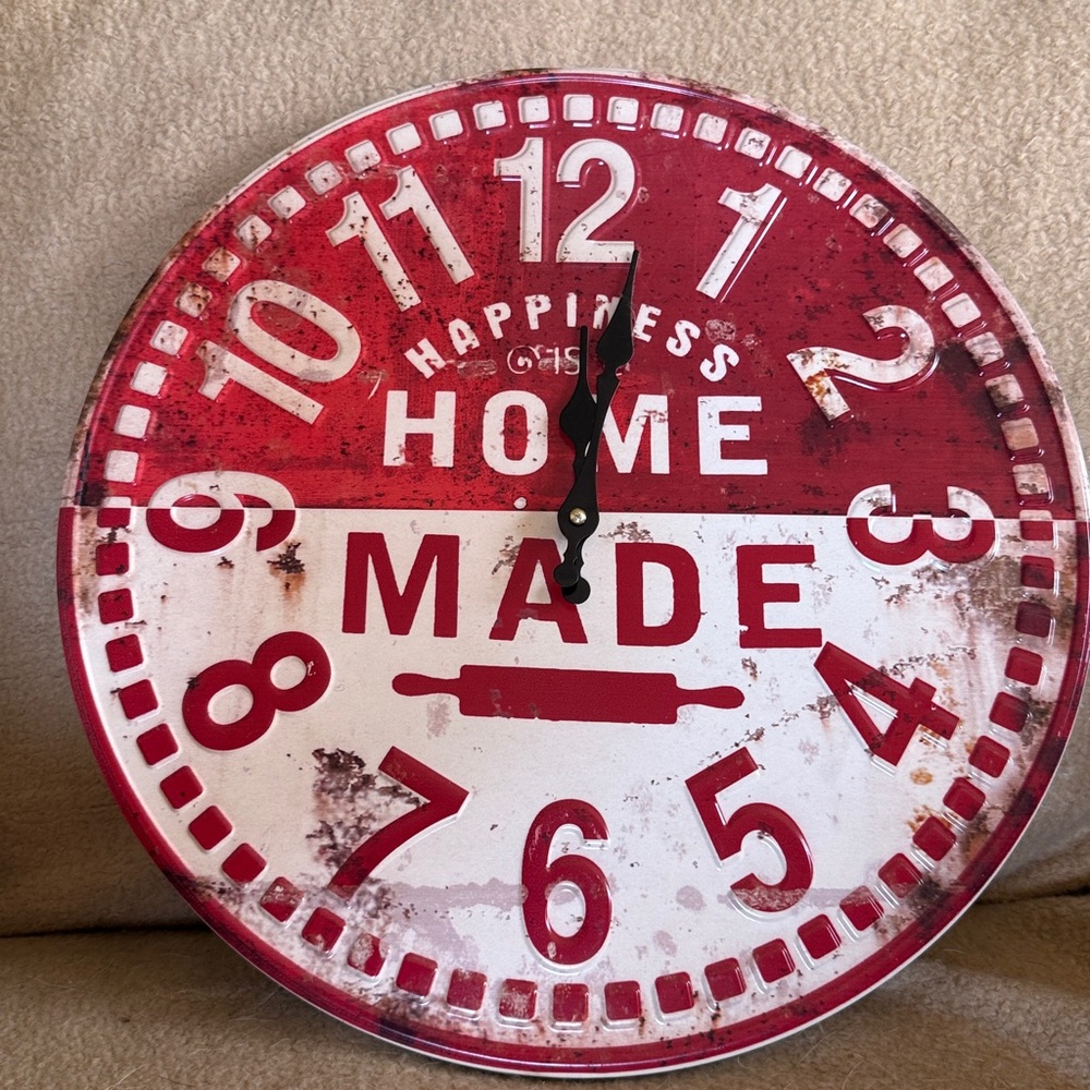 Vintage Red and White Wall Clock